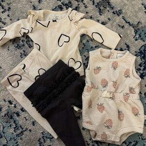 Carter's Cream and Black Baby Top with Bow